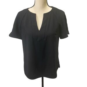 Trina Turk Black Short Sleeve Top Size Small Flounce Sleeve Office Career